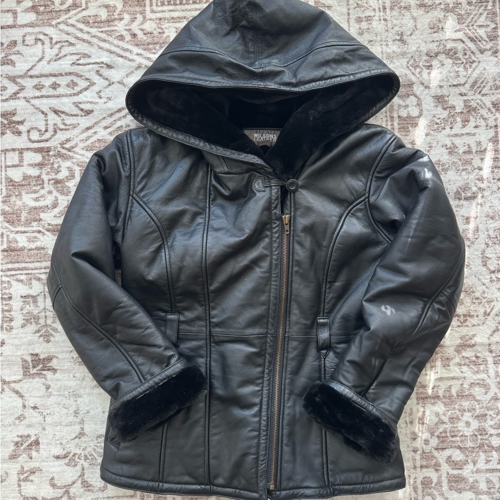 Faux Fur-Lined Leather Jacket